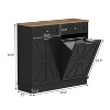 Double Tilt Out Trash Cabinet, Dual Kitchen Wood Trash Can with Hideaway Drawers, Hidden Garbage Can Laundry Hamper for Kitchen, Dining, Living Room - 4 of 4