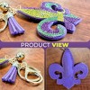 The Mardi Gras Krewe Mardi Gras Fleur-de-Lis Keychain - Purple, Green, and Gold Rhinestone Bag Clip - New Orleans Themed Purse Charm - 3 of 4