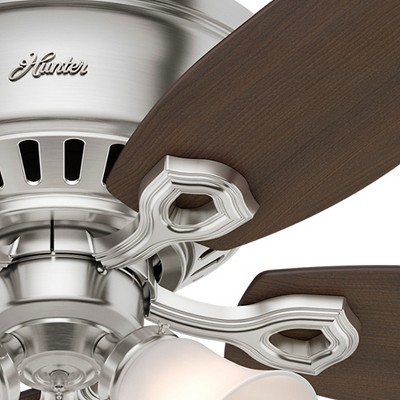 52" Brushed Nickel Low Profile Ceiling Fan with Lights