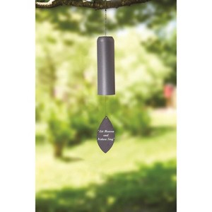 Manual Woodworkers and Weavers Let Heaven and Nature Sing Cylinder Wind Chime, 24 Inches Tall, Grey Finish with Holiday-Inspired Message - 1 of 3