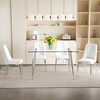 5-Piece Dining Set with Glass Table and 4 PU Armless Chairs - 4 of 4
