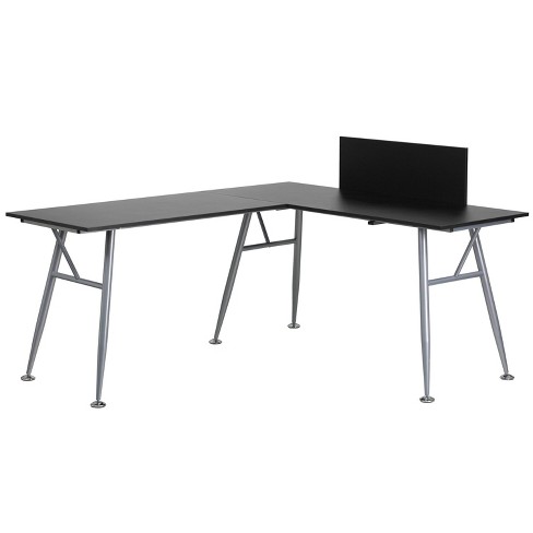 Laminate L Shape Computer Desk With Frame Finish Black