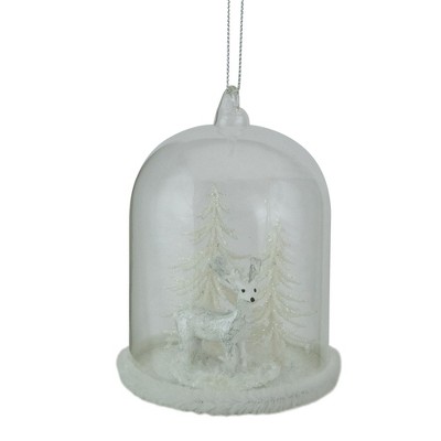 Northlight 4.25" Winter Reindeer Under Glass Cloche Christmas Ornament
