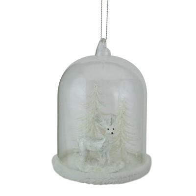 Northlight Winter Reindeer Under Glass Cloche Christmas Ornament - 4.25" - White