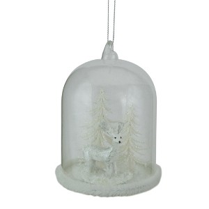 Northlight Winter Reindeer Under Glass Cloche Christmas Ornament - 4.25" - White - 1 of 4