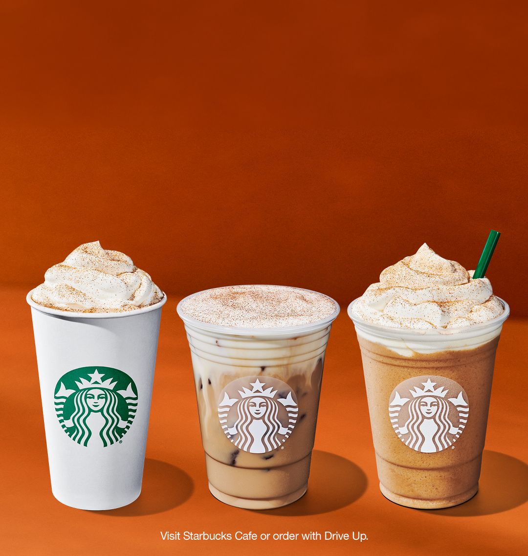 image of three seasonal Starbucks drinks