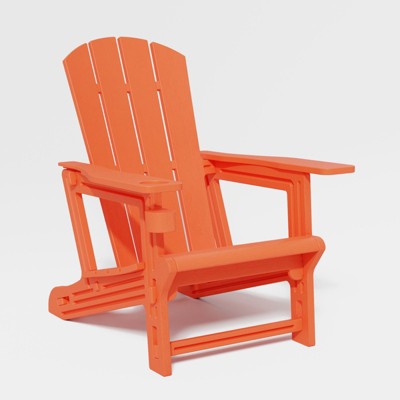Infurnic Outdoor Portable Chairs Folding Adirondack Chair Wooden Textured with Cup Holder Weather Resistant, Orange, 29.6"*31.4"*36.4"