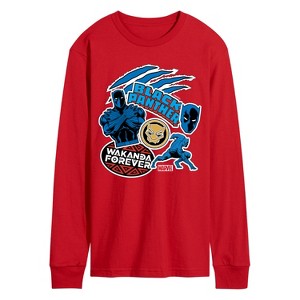 Men's - Marvel - Black Panther Wakanda Forever Sticker Long Sleeve Graphic T-Shirt - 1 of 3