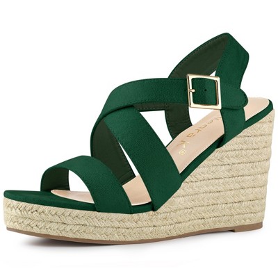Allegra K Women's Espadrille Ankle Strap Crisscross Strap Wedges Sandals