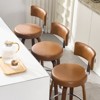 Bekrvio 26" Faux Leather Swivel Bar Stools Set of 1/2/3/4,Mid Century Modern Counter Chairs with Wood Legs and Curved Back for Kitchen Island - 3 of 4