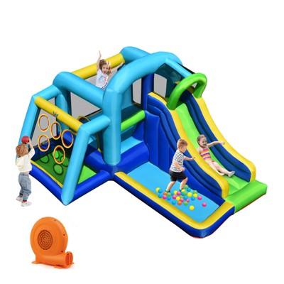 Infans Inflatable Bouncer Climbing Bounce House Kids Slide Park Ball Pit w/ 750W Blower