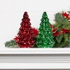 Transpac Glass Light Up Green/Red Tree Decor Set of 2 Christmas Home Decorations - 2 of 2