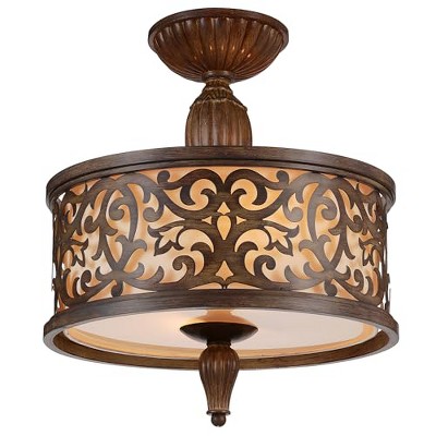 CWI Lighting Nicole 3 Light Drum Shade Flush Mount With Brushed Chocolate Finish