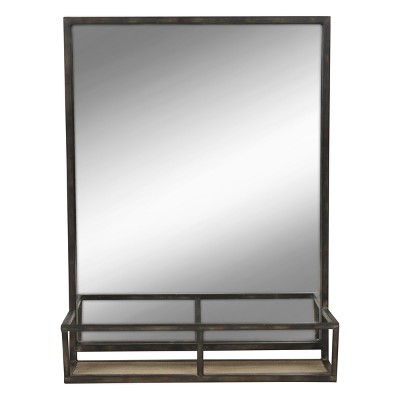 22" x 29" Jackson Metal Framed Mirror with Shelf Black - Kate and Laurel