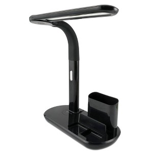 Pivoting Bankers Table Lamp with USB (Includes LED Light Bulb) Black - OttLite: Modern Touch Sensor, ETL Listed - 1 of 4