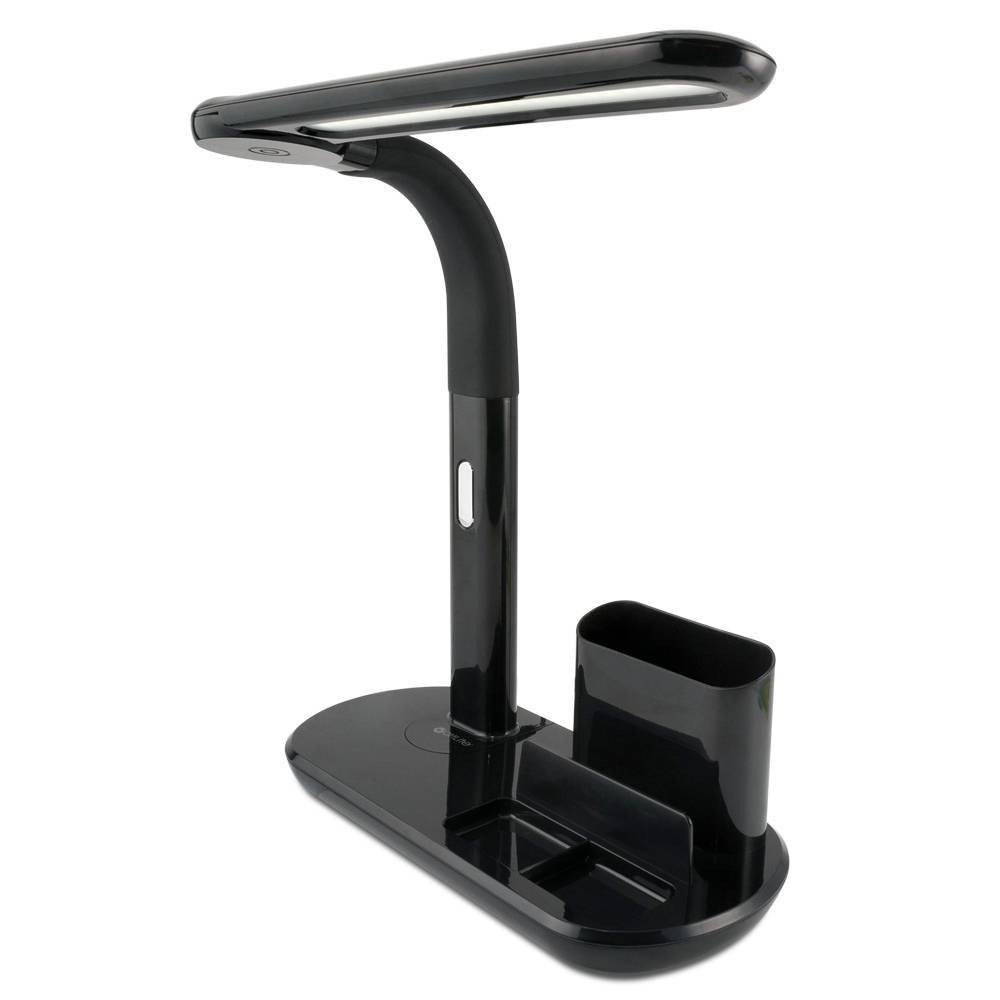 Photos - Floodlight / Street Light Pivoting Bankers Table Lamp with USB  Black - Ott(Includes LED Light Bulb)