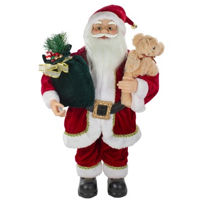 Northlight 2' Standing Santa Christmas Figure with a Plush Bear