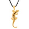 Steeltime 24" two tone black ip and 18k gold plated stainless steel with simulated diamonds lizard pendant - 2 of 4