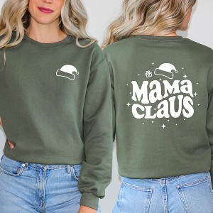 Simply Sage Market Women's Graphic Sweatshirt Mama Claus Front and Back - 1 of 4