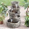 39" Indoor/Outdoor 5-Tier Rock Fiberglass Fountain with Replaceable LED Lights Gray - Alpine Corporation - 2 of 4