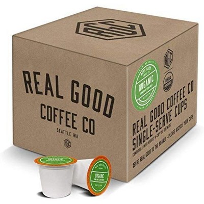 Real Good Coffee Single Use Coffee Pods - Organic Dark Roast Coffee - K-Cup Compatible including Keurig 2.0 Brewers - 36 Count