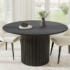 PexFix 52" Wood Round Dining Table Kitchen Table for 4-6 with Arc-Shaped Edge Top & Concave Cylinder Legs for Living/Dining Room Coffee Office Black - 2 of 4