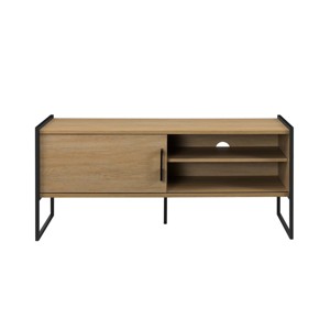 GlasFlength TV Stands and Consoles TV Stand Contemporary Minimalist Metal Frame TV Stand Coastal Oak for Living Room, Beige, 52"*20"*6" - 1 of 4
