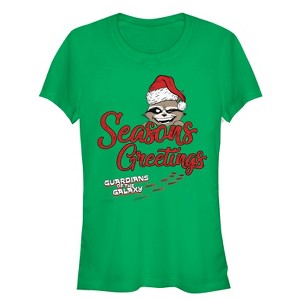 Juniors Womens Marvel Christmas Guardians of the Galaxy Rocket Seasons T-Shirt - 1 of 3