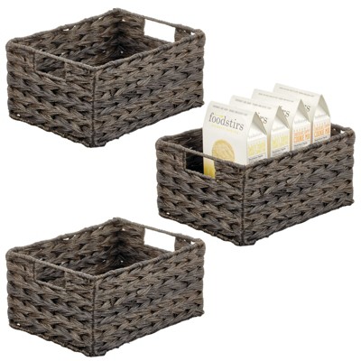 Mdesign Woven Farmhouse Pantry Food Storage Bin Basket Box, 6 Pack - Brown  Ombre, 12 X 9 X 6 : Target