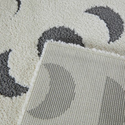 Cream and Gray Geometric Moon Phases Kids' Rug 5'3" x 7'
