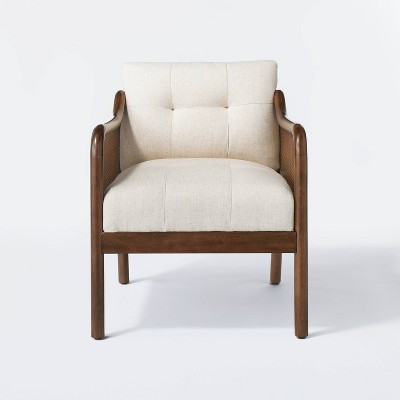 Woodspring Caned Accent Chair Dark Walnut/Cream - Threshold™ designed with Studio McGee