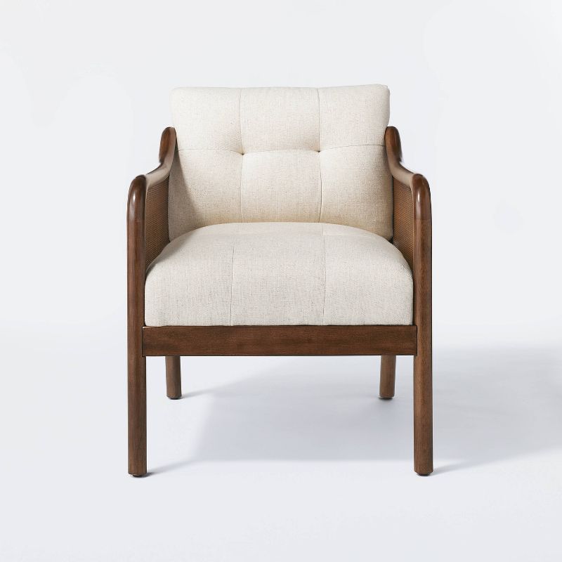  Woodspring Caned Accent Chair Dark Walnut/Cream - Threshold™ designed with Studio McGee, 4 of 12