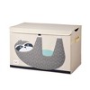 3 Sprouts Children's Nursery Room Soft Fabric Folding Storage Trunk Toy Chest Box Kid's Organizer, Friendly Sloth and Bear (2 Pack) - image 3 of 4