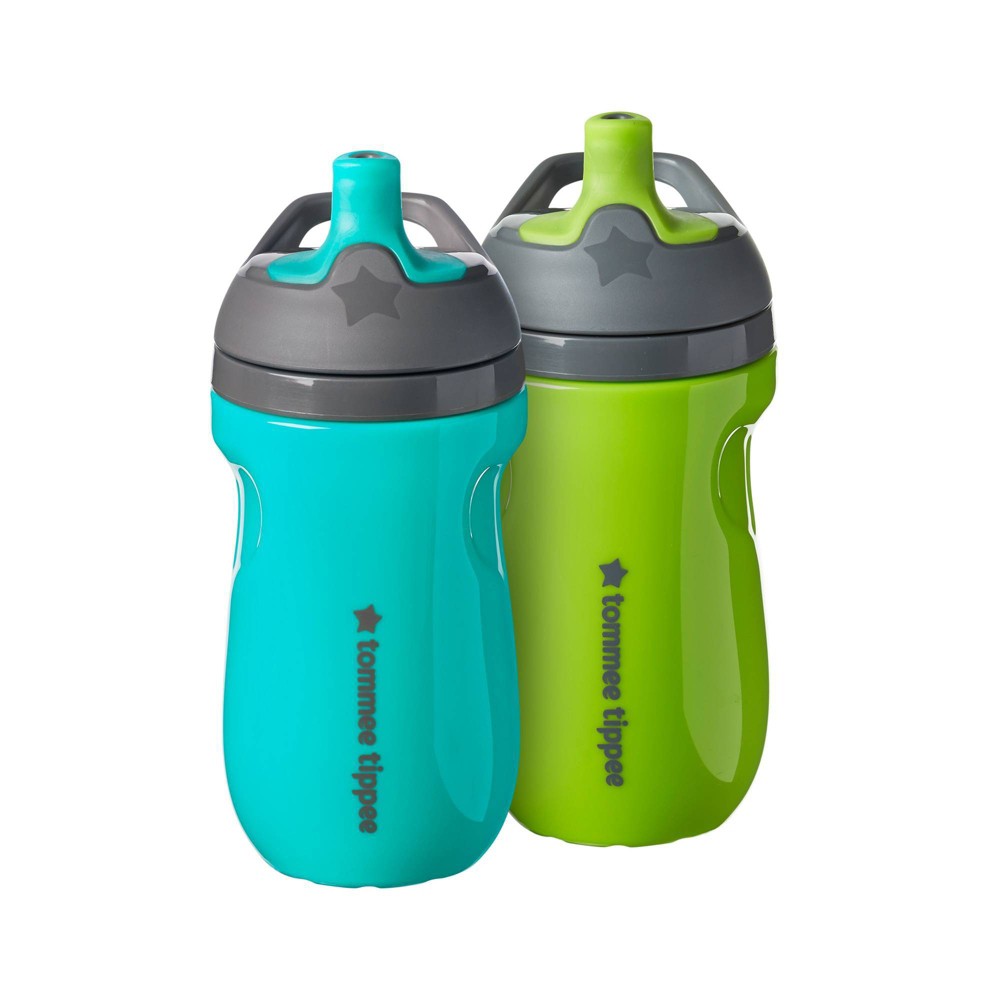 Tommee Tippee 2pk Insulated Sportee Toddler Water Bottle with Handle - Turquoise/Green - 9oz