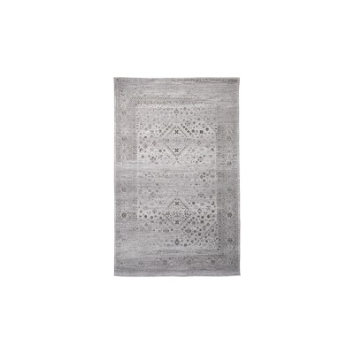 HomeRoots 5' X 8' Black And Gray Medallion Hand Woven Distressed Area Rug