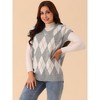 Seta T Women's Contrast Color V Neck Sleeveless Knit Loose Pullover Sweater Vest - 2 of 4