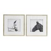 VisioGear Set of 2 Wall Art Horse Animal Printing, Wall Decor Accent, Golden&White, 22"*22"*1.2" - 2 of 4