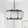 Modern Ripple Glass Drum Chandelier, Black and Gold Pendant Light Fixture for Dining Room or Foyer - 2 of 4