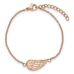 Chisel Stainless Steel and Textured Rose IP-plated Angel Wing 6.25" Bracelet with 1.25" Ext. - 1 of 4