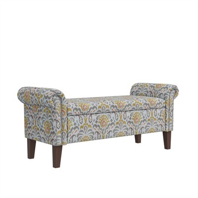 OUTSUPPLY Storage Ottoman Bench, Floral Bonsai Fabric, Hidden Storage for Living Room & Bedroom