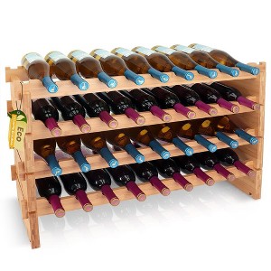 SereneLife Bamboo Stackable Wine Rack - 1 of 4