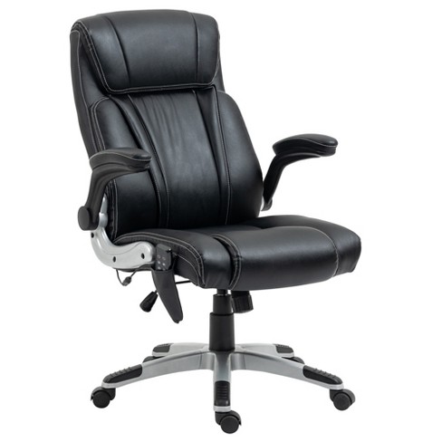 Office Chair Flip-up Arms PU Leather Swivel Rocking Adjustable Seat Height