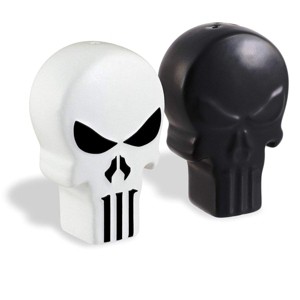 Seven20 Marvel The Punisher Black & White Skull Logo Ceramic Salt & Pepper Shaker Set - 1 of 3