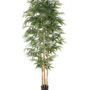 DR.Planzen 5/6/7FT Artificial Bamboo Tree with Real Bamboo Canes in Black Planter, Realistic Faux Bamboo Plant for Indoor Outdoor Home Decor - 1 of 4