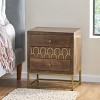 VYNXARIA Three-Drawer Nightstand - A Fusion of Modern and Mid-Century Style with Gold Fish Scale Design, Ample Storage Space, Brown - 4 of 4