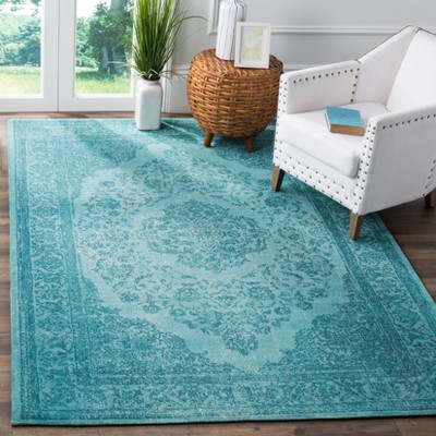 Aqua Flat Woven Handmade Reversible Rectangular Cotton Area Rug