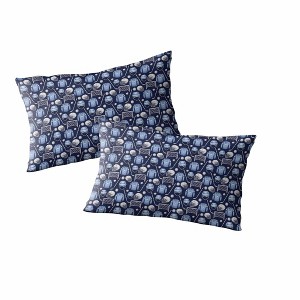 Lev Baby Viscose from Bamboo Pillowcase Set – Hockey Print Blue – Set of 2 - 1 of 1