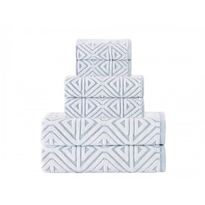 6pc Glamour Turkish Cotton Bath Towel Set Turquoise - Enchante Home
