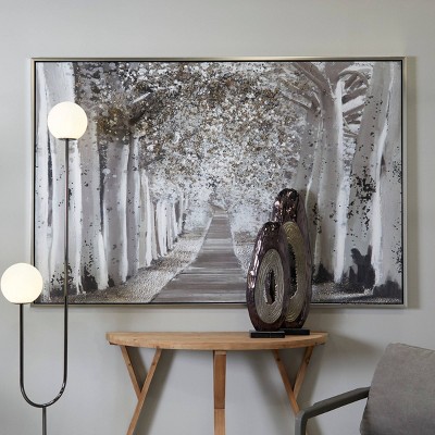 47 x 47 Canvas Landscape Trees Framed Wall Art with Silver Frame White -  Olivia & May