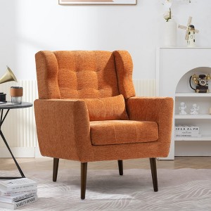 KTMBDW Modern Upholstered Accent Chair Armchair with Pillow, Fabric Reading Living Room,Single Sofa with Lounge Seat and Wood Legs - 1 of 4